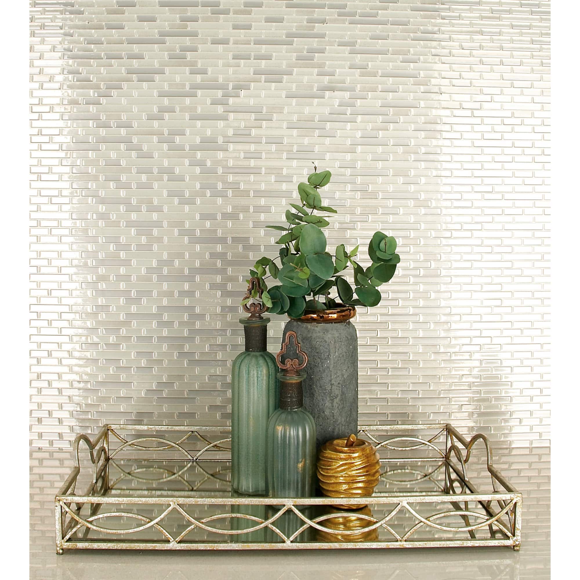 25'' Silver Metal Glam Tray
